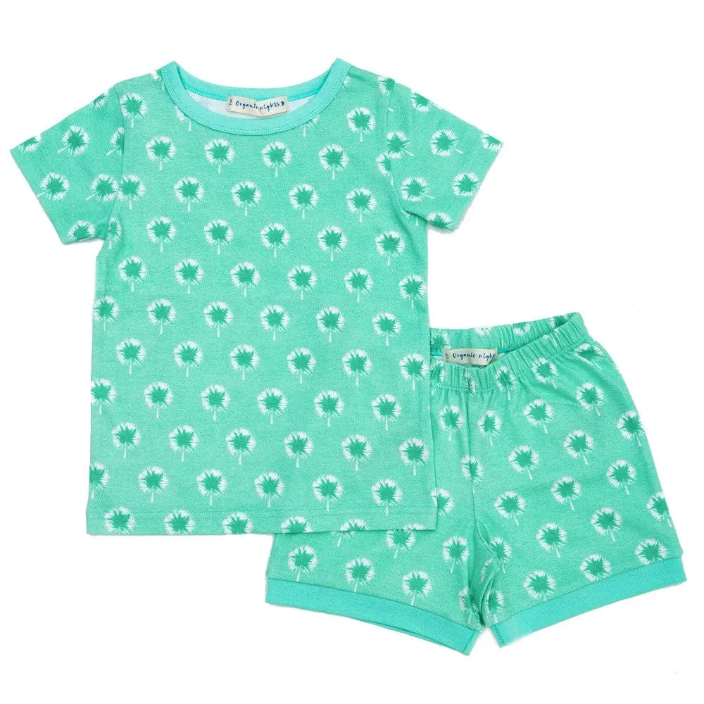 100% Organic Cotton Summer Short Pyjama Set - Mint Dandelions