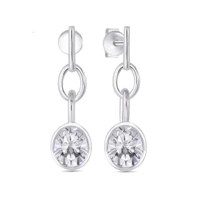 10k White Gold & Platinum Plated Silver Moissanite Earrings 2ctw