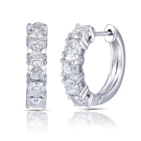 10k White Gold Moissanite Hoop Earrings 1.5ctw