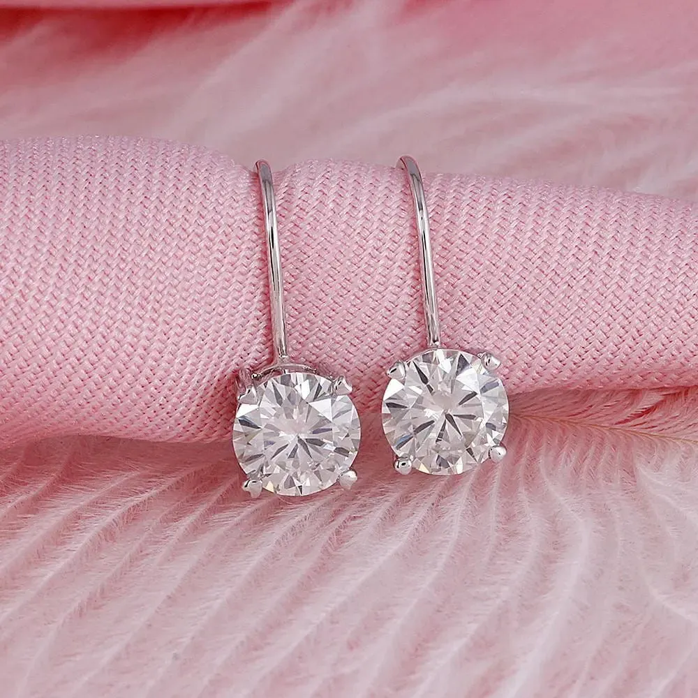 14k White Gold Drop / Dangle Moissanite Earrings 2ctw