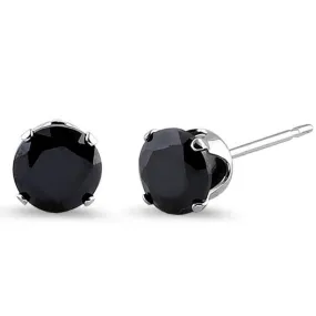 1.50 Ct. Sterling Silver Black CZ Stud Earrings 6mm