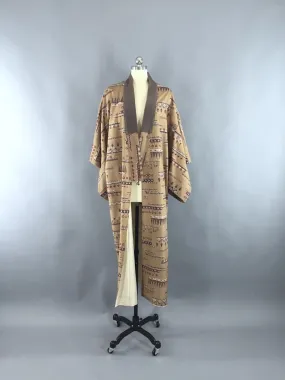 1950s Vintage Kimono Robe / Art Deco Style Print