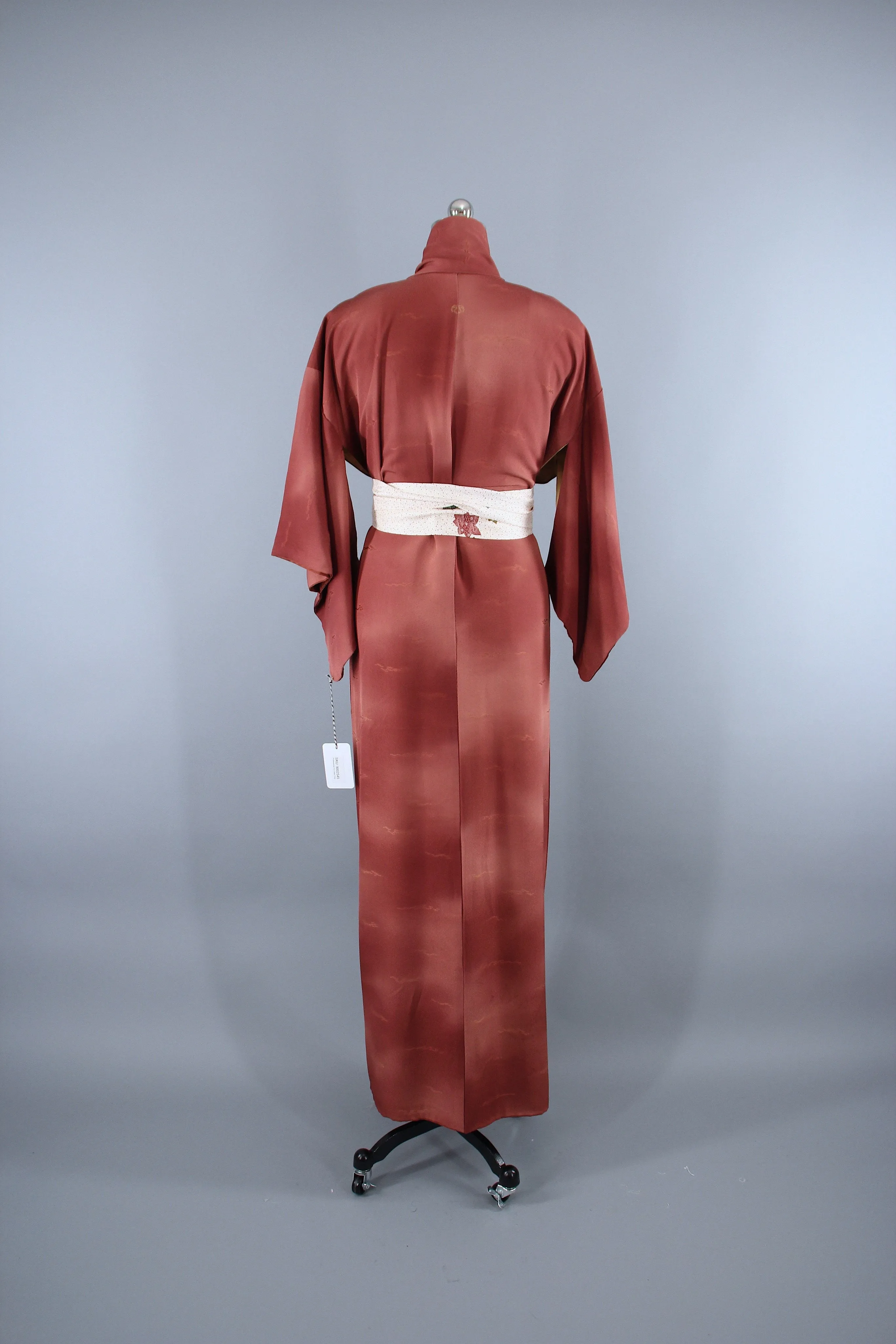 1950s Vintage Silk Kimono Robe / Bronze Copper Ombre