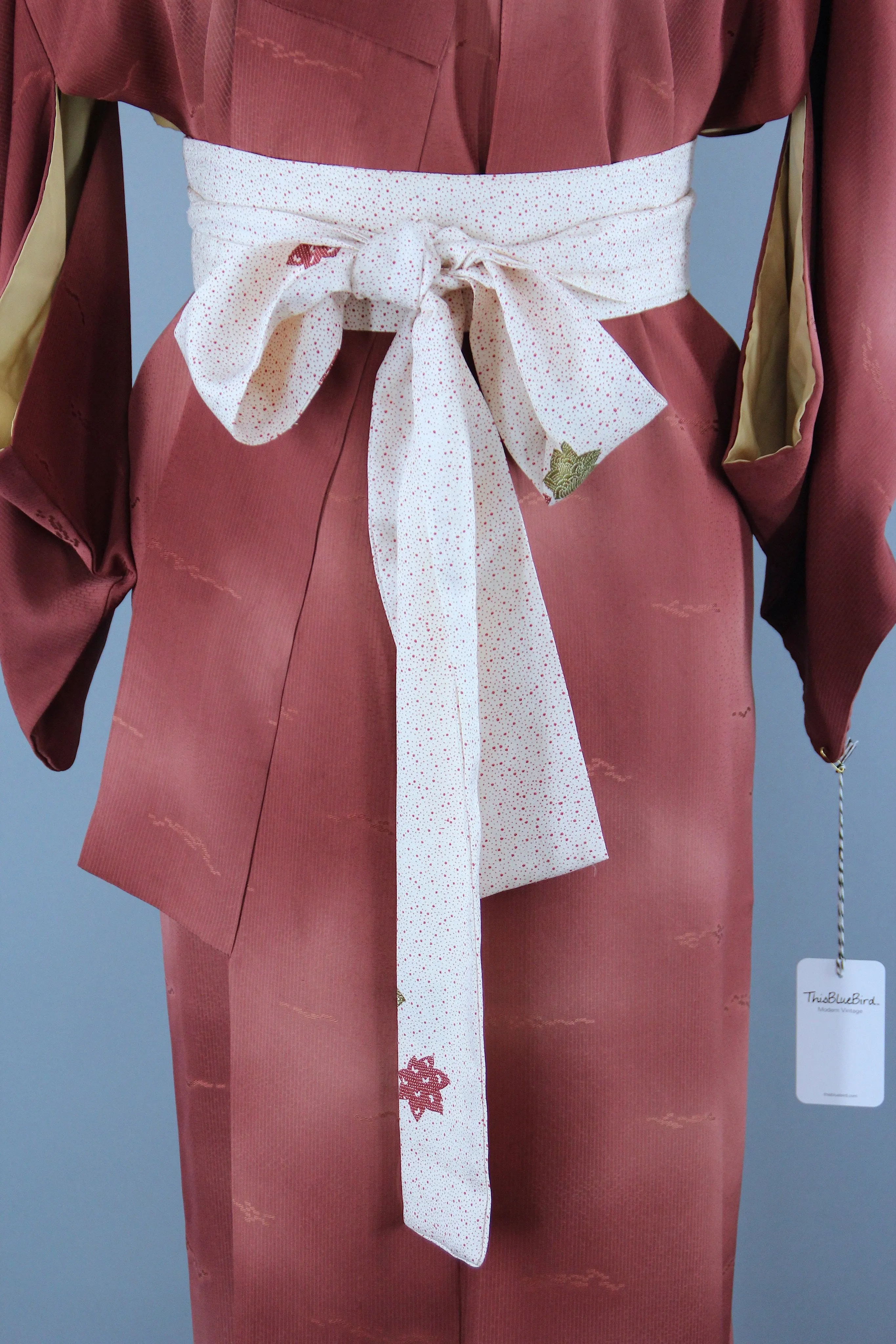 1950s Vintage Silk Kimono Robe / Bronze Copper Ombre