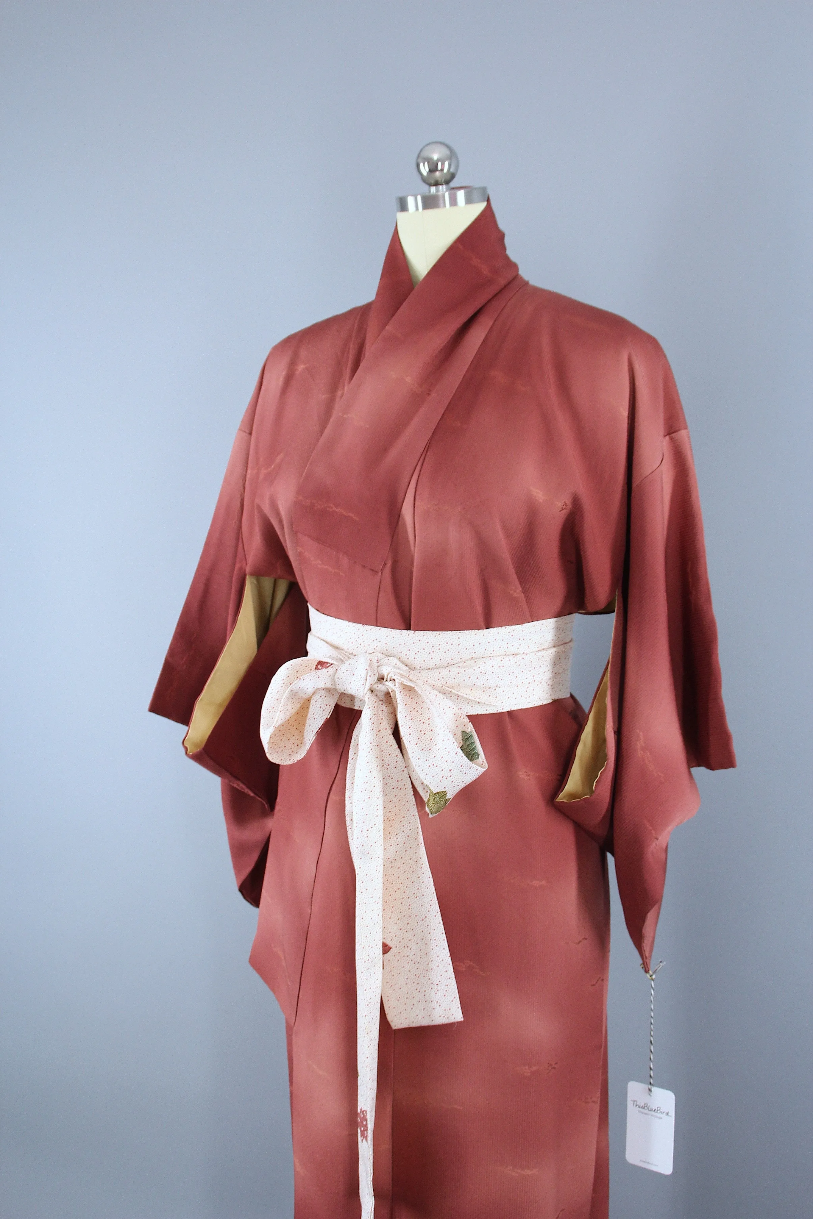 1950s Vintage Silk Kimono Robe / Bronze Copper Ombre