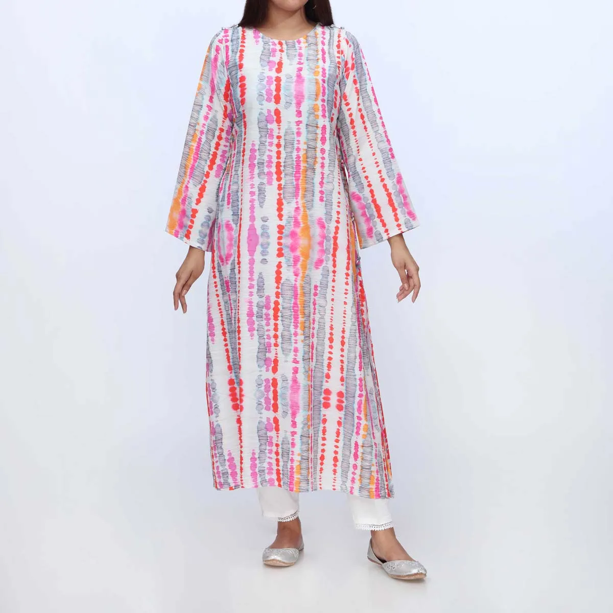 1PC-Printed Grip Silk Long Shirt PW3126