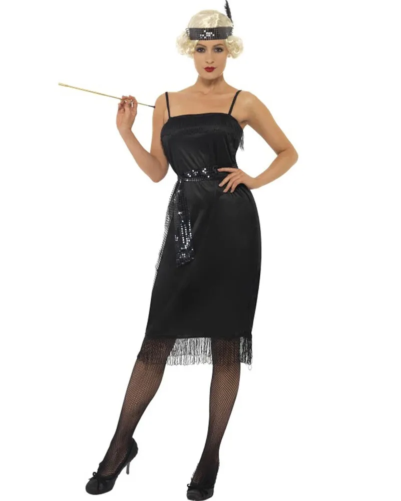 20s Black Flapper Womens Plus Size Costume