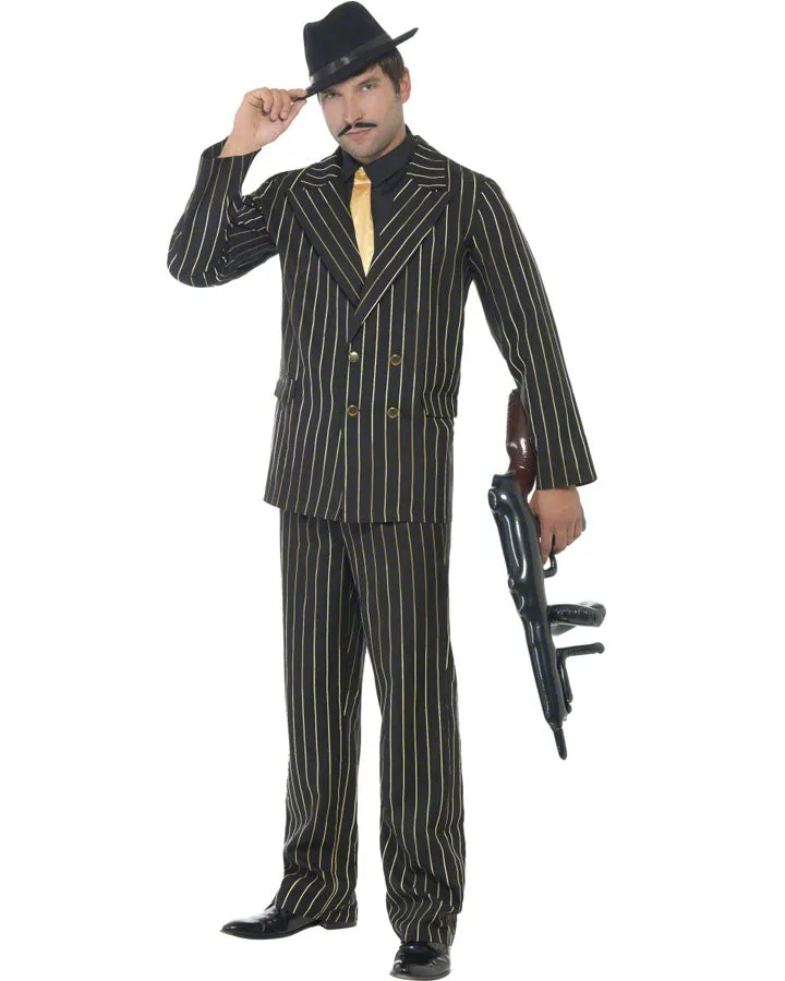 20s Gold Pinstripe Gangster Mens Costume