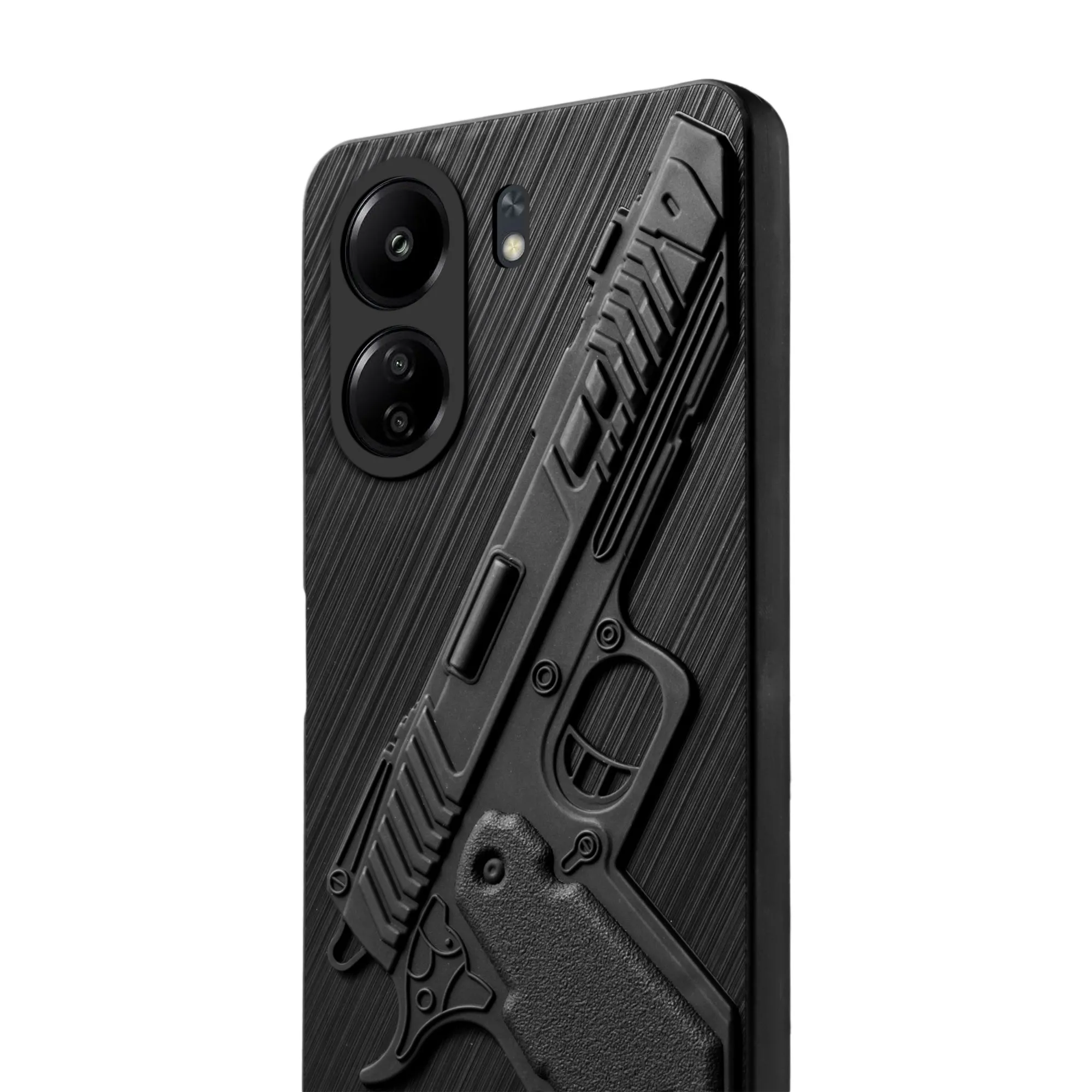 3D Weapon/Gun Matte Silicone Back Cover for Redmi 13C 4G