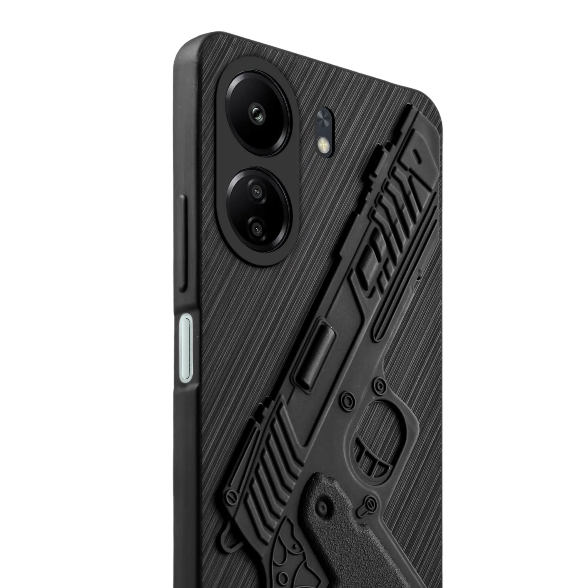 3D Weapon/Gun Matte Silicone Back Cover for Redmi 13C 4G