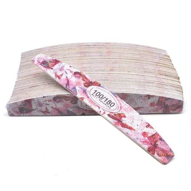 50 Pcs/Lot Strong Wooden Nail Files Buffer Emery Board Edge Nails File 100/120/150/180/240 Accessory Salon Pedicure Tools