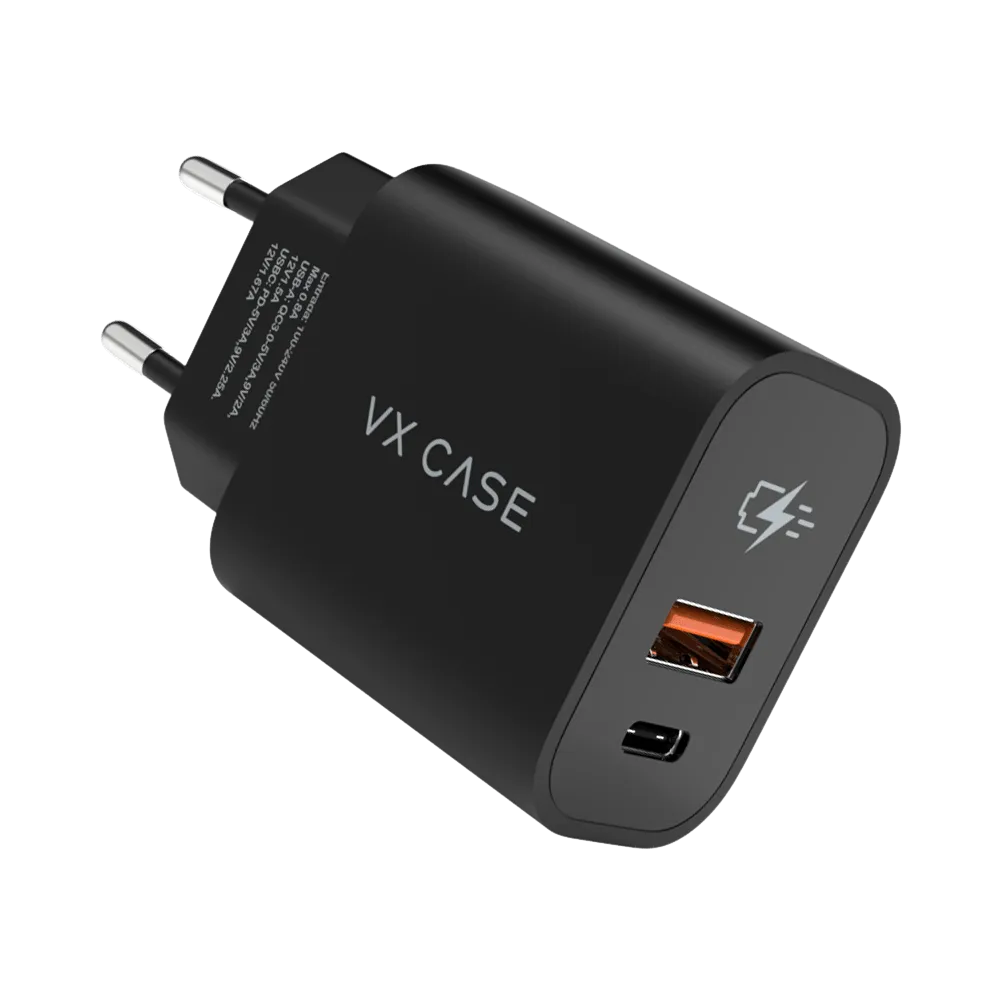 Adaptador de Carga 1 USB 1 Type C VX Case - Preto