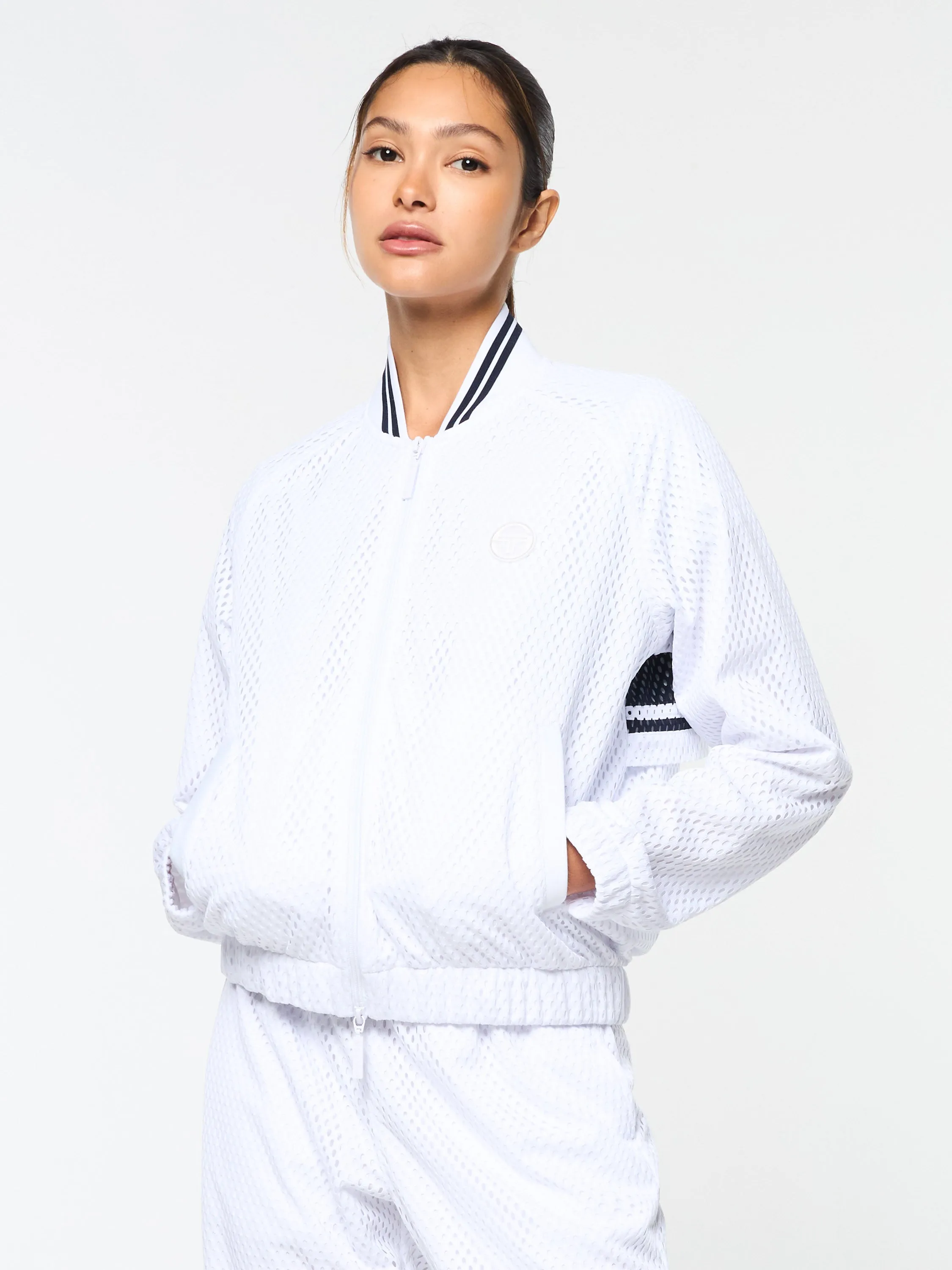 Adria Mesh Track Jacket- Brilliant White