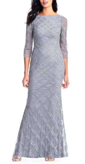 Adrianna Papell AP1E202919 Long Formal Mesh Dress