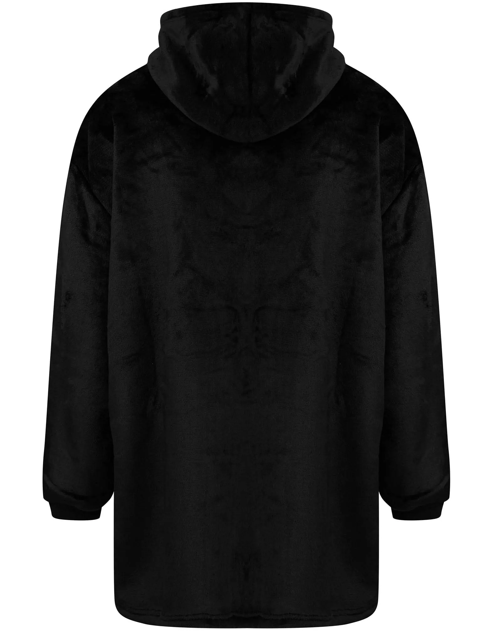 Adult Kiley Soft Fleece Borg Lined Oversized Hooded Blanket with Pocket in Jet Black  - Tokyo Laundry