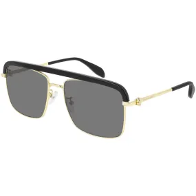 Alexander McQueen Men's Sunglasses Spring Summer Gold Grey Nylon Nylon Black AM0258S 001