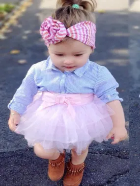 Always Adorable Button-Down Shirt And Tutu Skirt Set