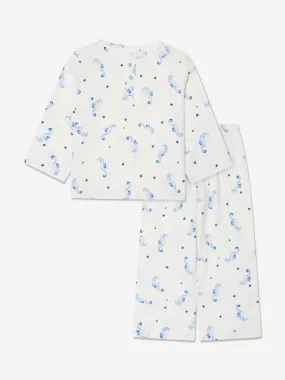 Amiki Children Boys Karl Seahorse Pyjama Set in White