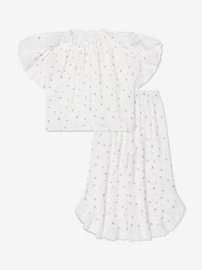 Amiki Children Girls Milana Lilac Print Pyjama Set in White