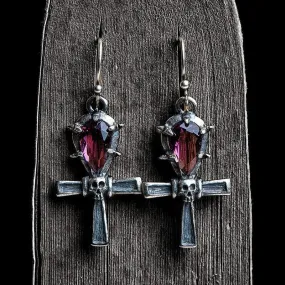 Ankh Sterling Silver Skull Earrings