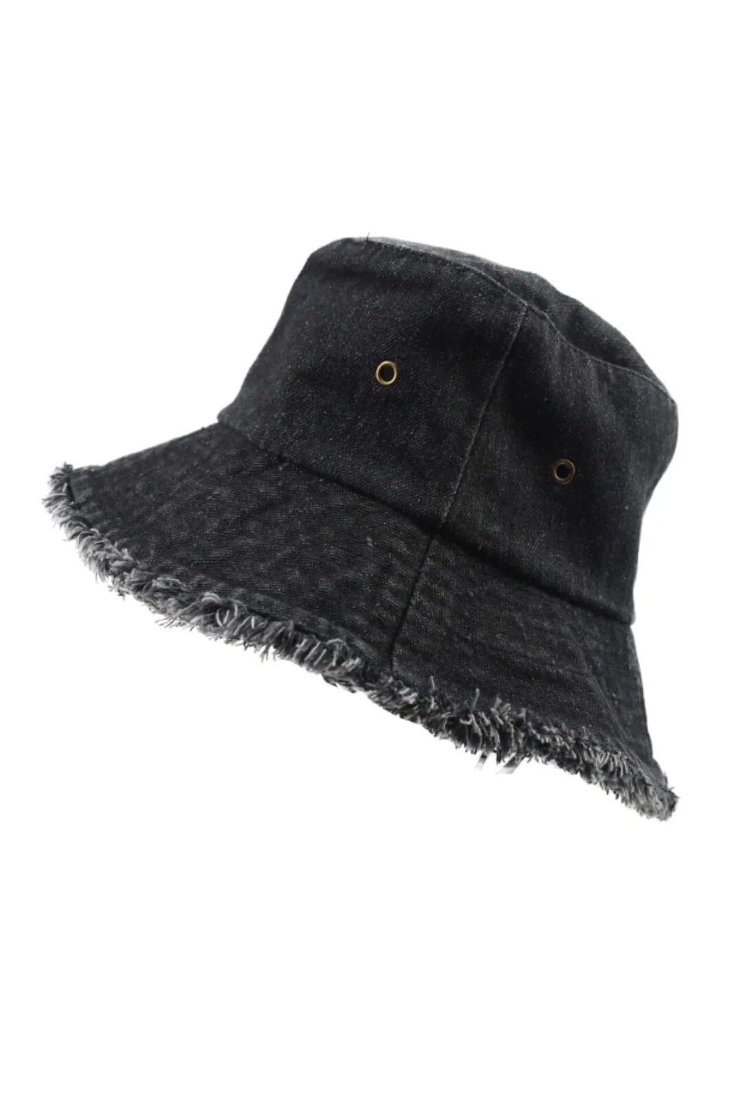 Anobel Copenhagen - Frayed Edge Denim Bucket Hat H-29073. - Black