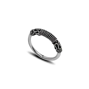 Antique Finish Rope Texture Ring (Silver)