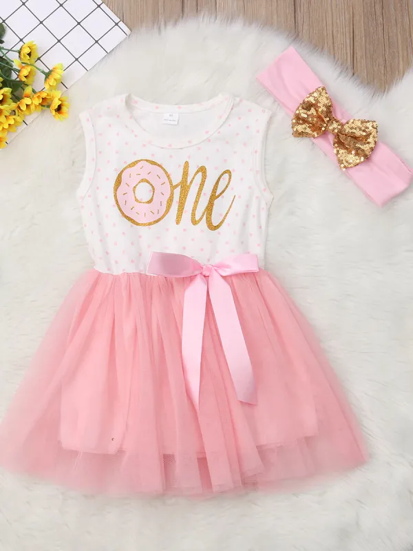 Baby Milestone "One" Polka Dot Tutu Dress