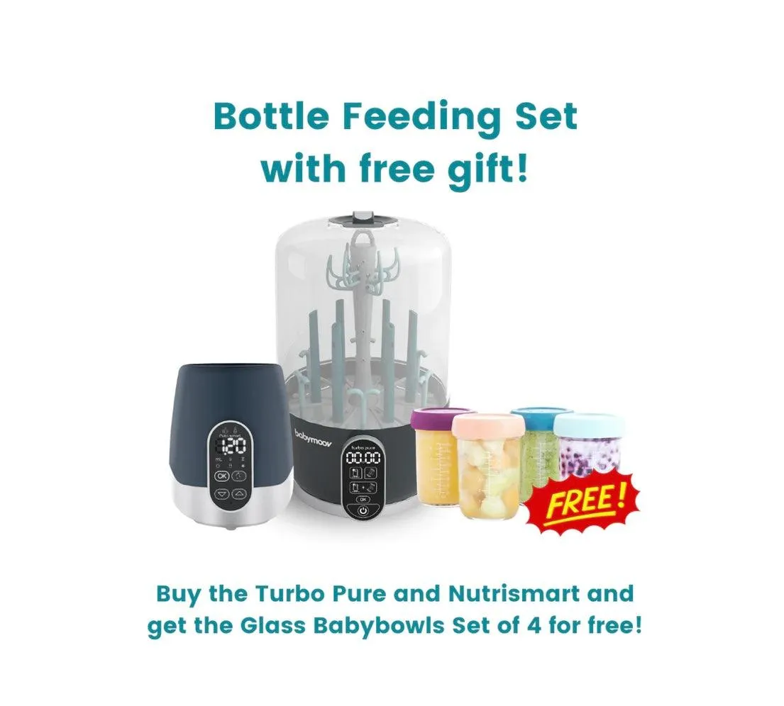 Babymoov Turbo Pure Sterilizer Dryer and Nutrismart Bottle Warmer Bundle with FREE Babybowls