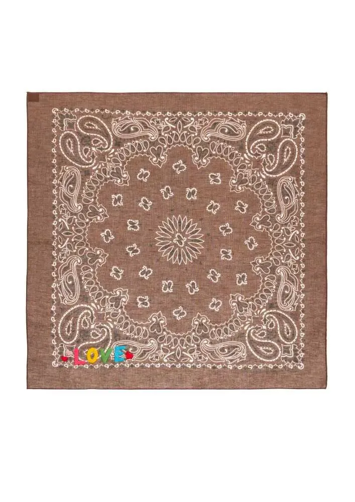 Bandana - Petite Broderie - LOVE - Marron