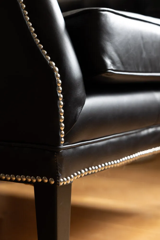 Black Buttoned Back Leather Armchair