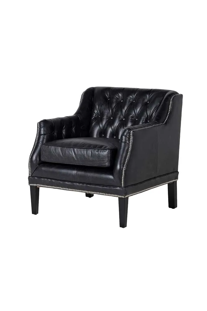 Black Buttoned Back Leather Armchair