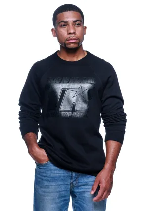 Black-on-Black Top Rank Crewneck Sweatshirt with Gel Imprint