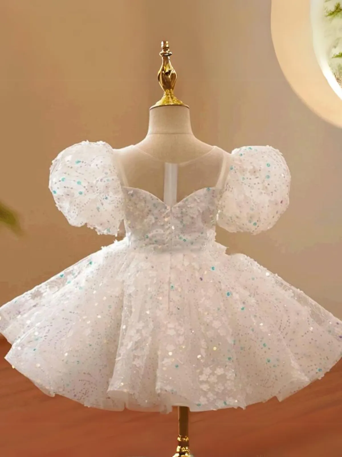 Blessed and Beaded Puff Sleeve Tutu Communion Dress