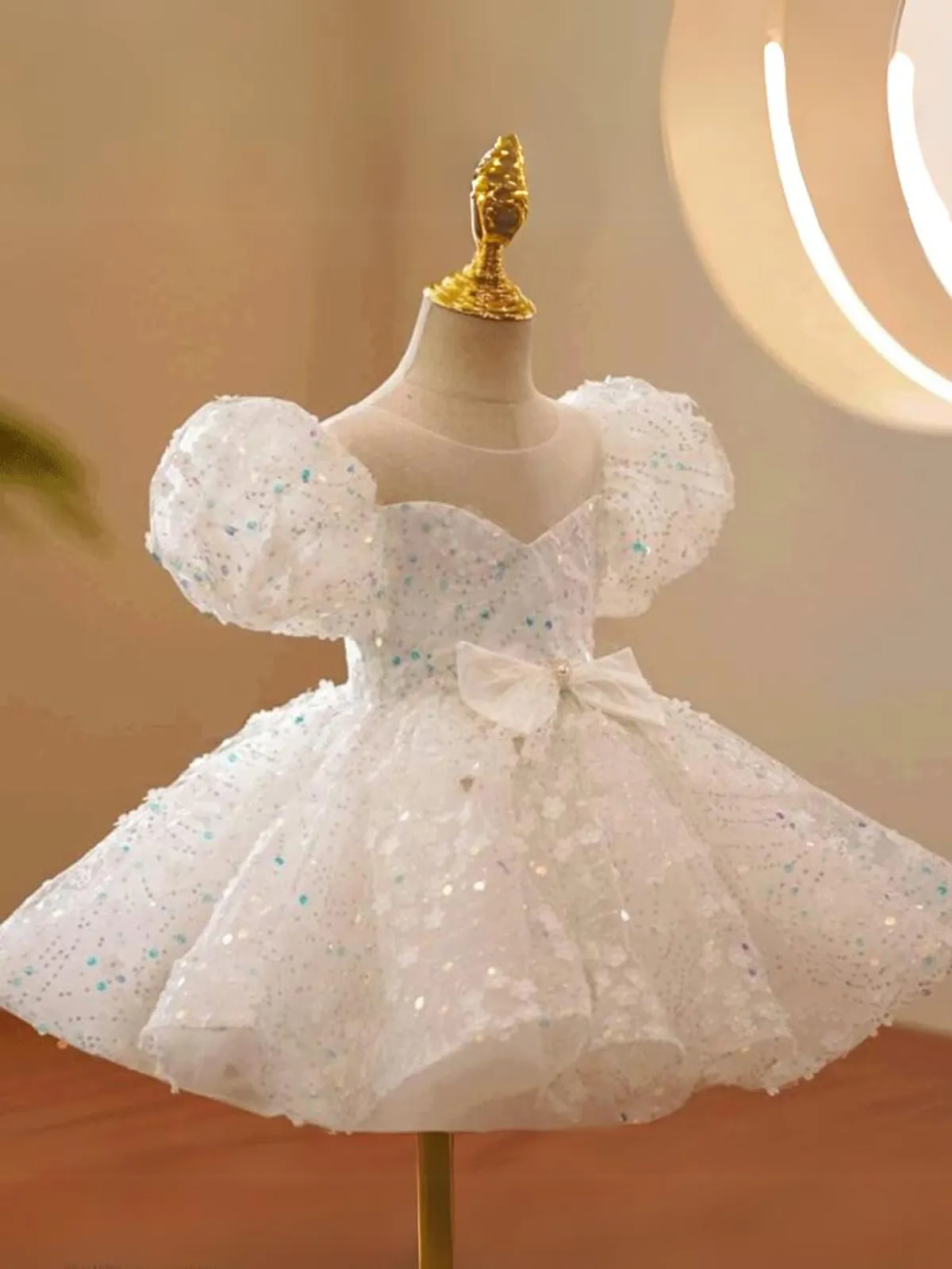 Blessed and Beaded Puff Sleeve Tutu Communion Dress