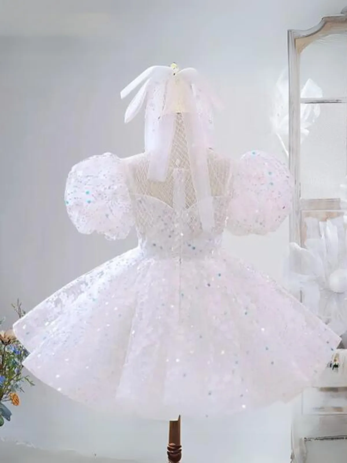 Blessed and Beaded Puff Sleeve Tutu Communion Dress