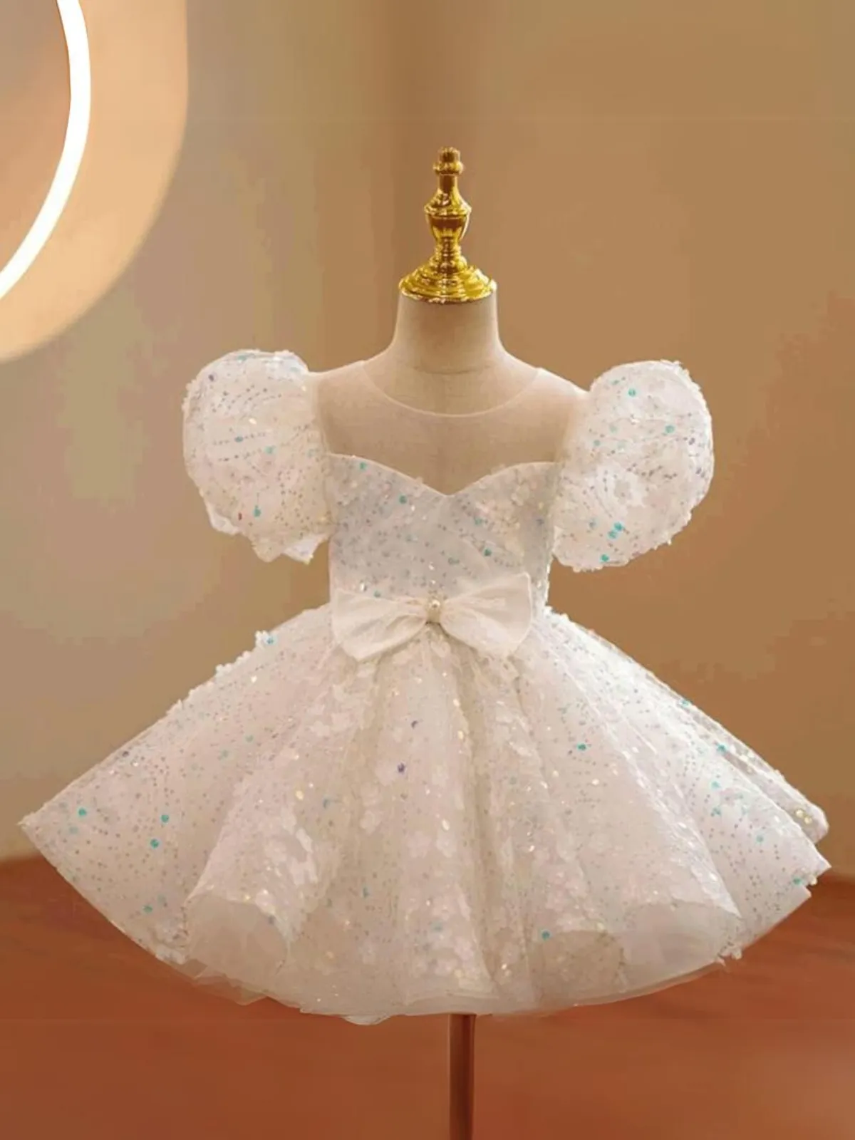 Blessed and Beaded Puff Sleeve Tutu Communion Dress