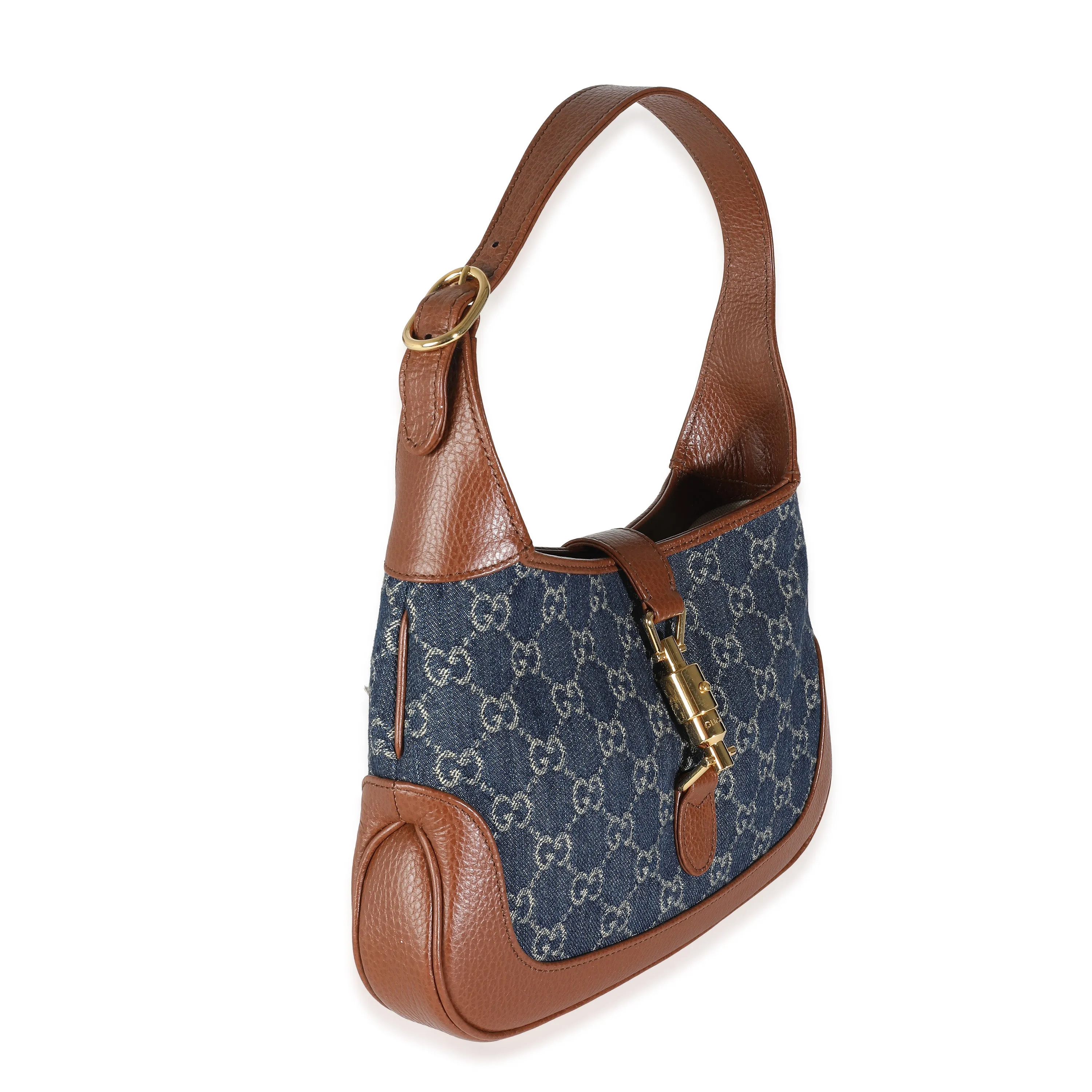 Blue Tea Cuir New Denim GG Calfskin Jackie 1961 Hobo