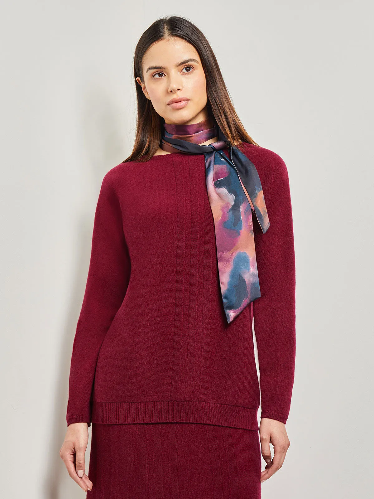 Boat Neck Textural Stripe Cashmere Tunic, African Violet