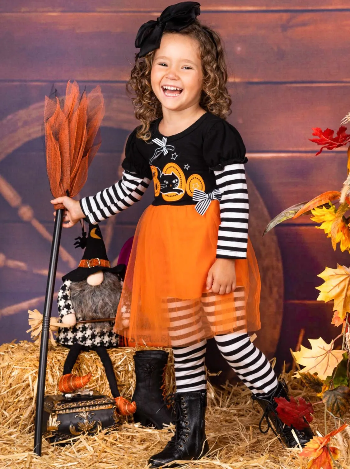 Boo Tutu Tunic And Striped Legging Set