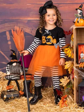 Boo Tutu Tunic And Striped Legging Set