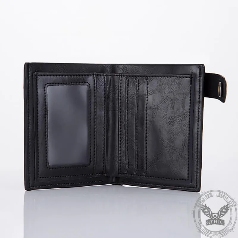 Budded Cross PU Leather Skull Wallet