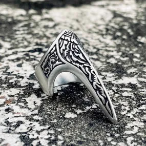 Carve Patterns Sterling Silver Archer Ring