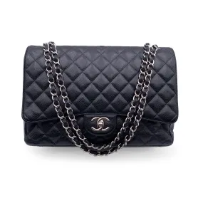 Chanel Black Quilted Caviar Maxi Timeless Classic 2.55 Double Flap Bag