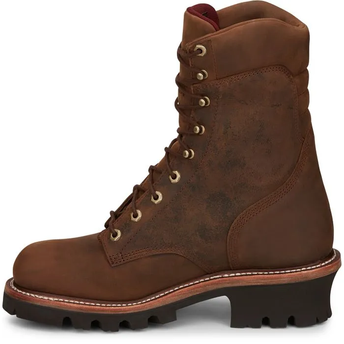 Chippewa Men's Super Dna 9" Plain Toe WP Lace Up Work Boot -Brown- 59408