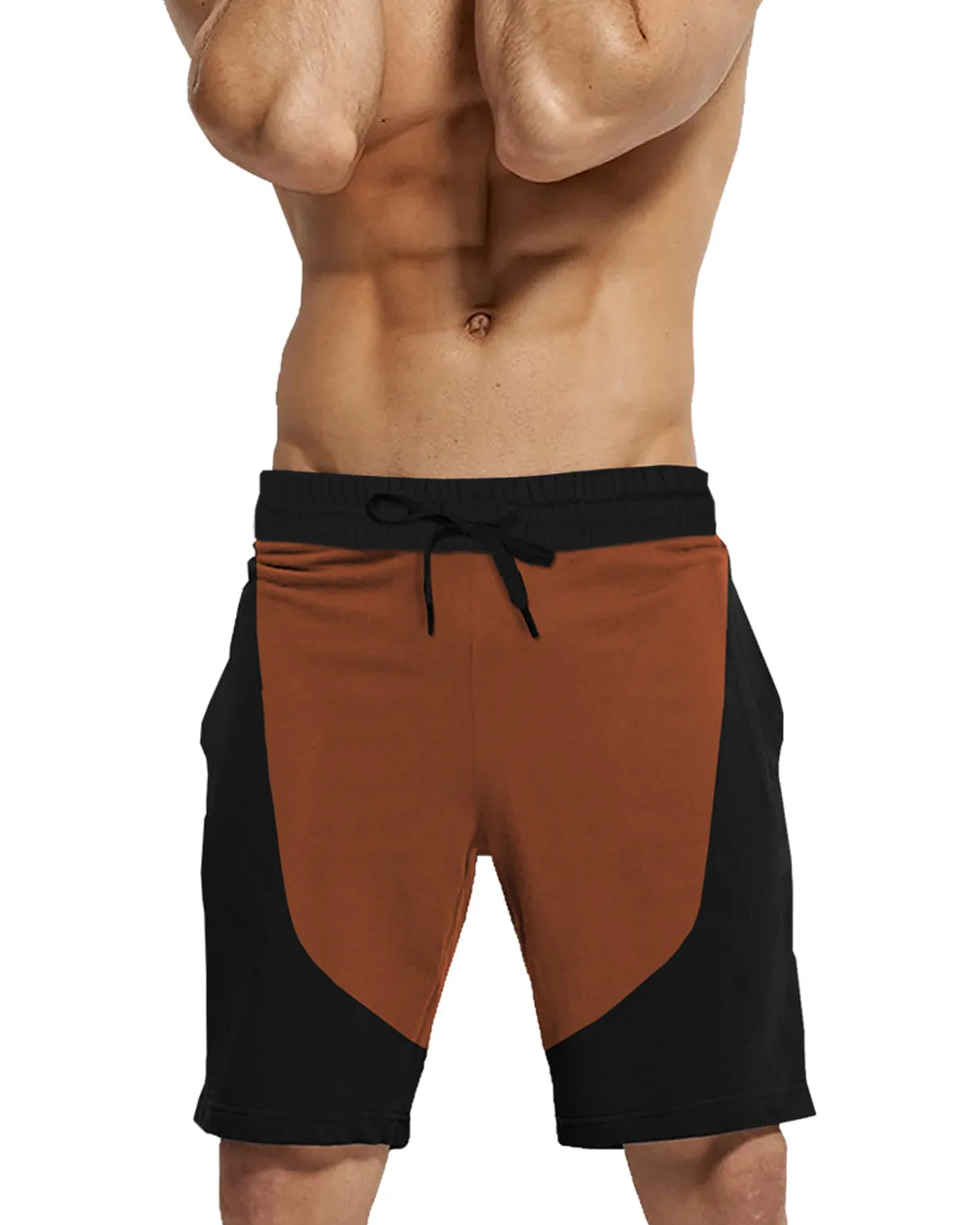 Color Block Men Black Brown Regular Shorts