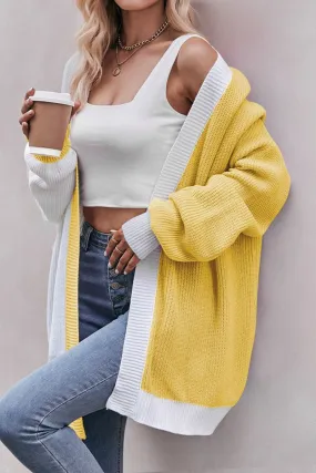 COLOR BLOCK OPEN FRONT CARDIGAN