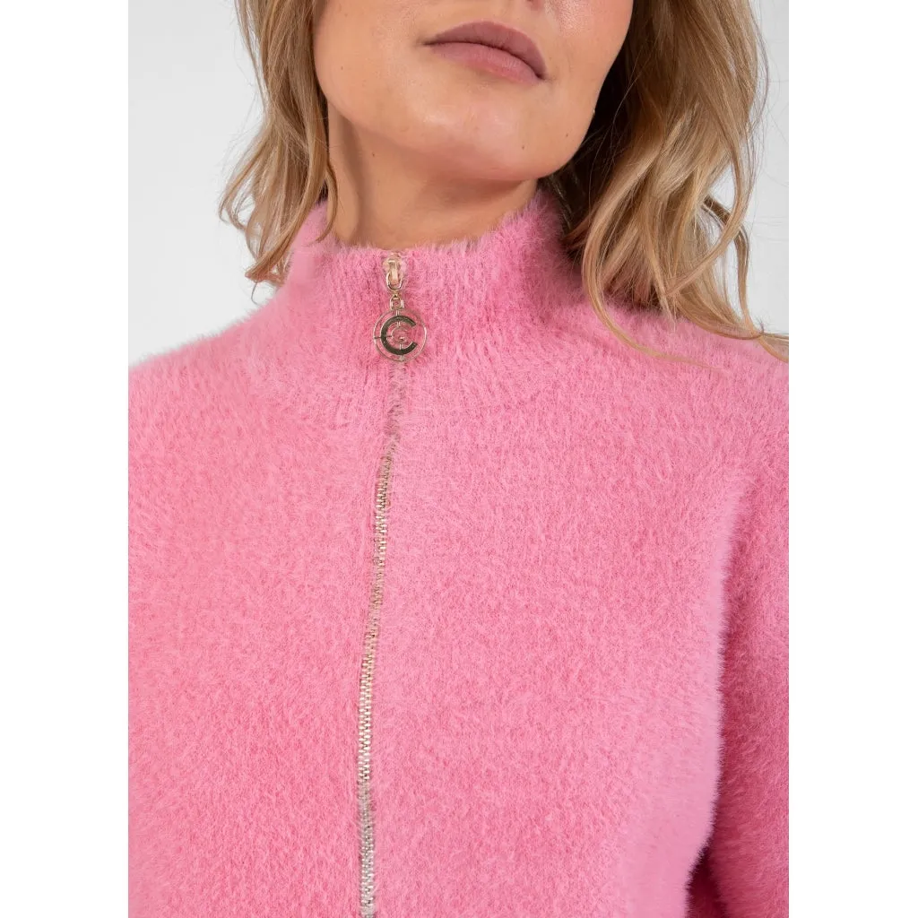 Coster Blush Pink Cardigan with Gold Zip 244-2404