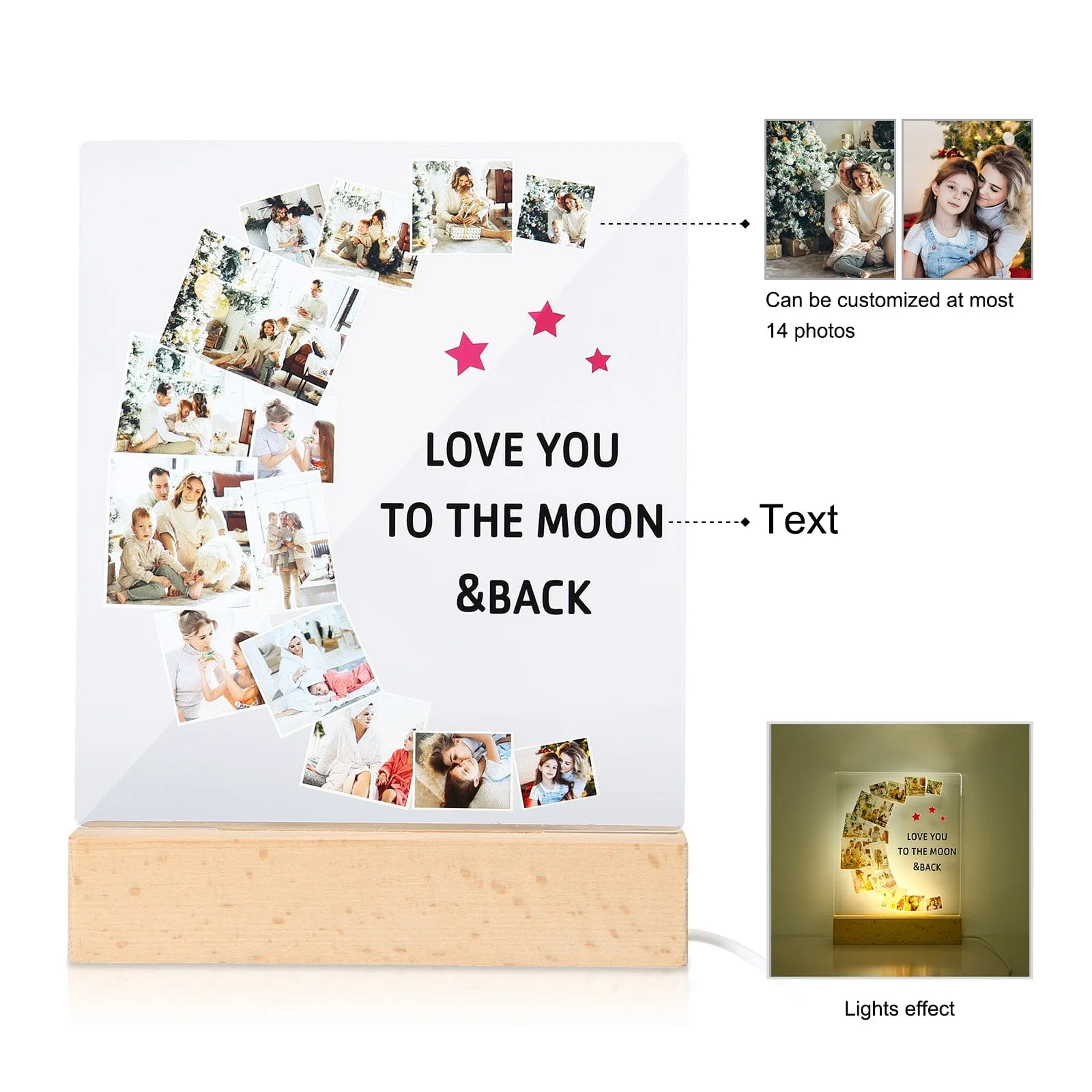 Create a cherished memory - "I Love You To The Moon And Back" with a luxurious Custom Photo Night Light