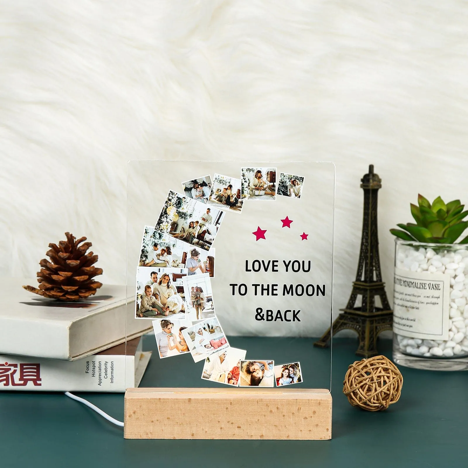 Create a cherished memory - "I Love You To The Moon And Back" with a luxurious Custom Photo Night Light