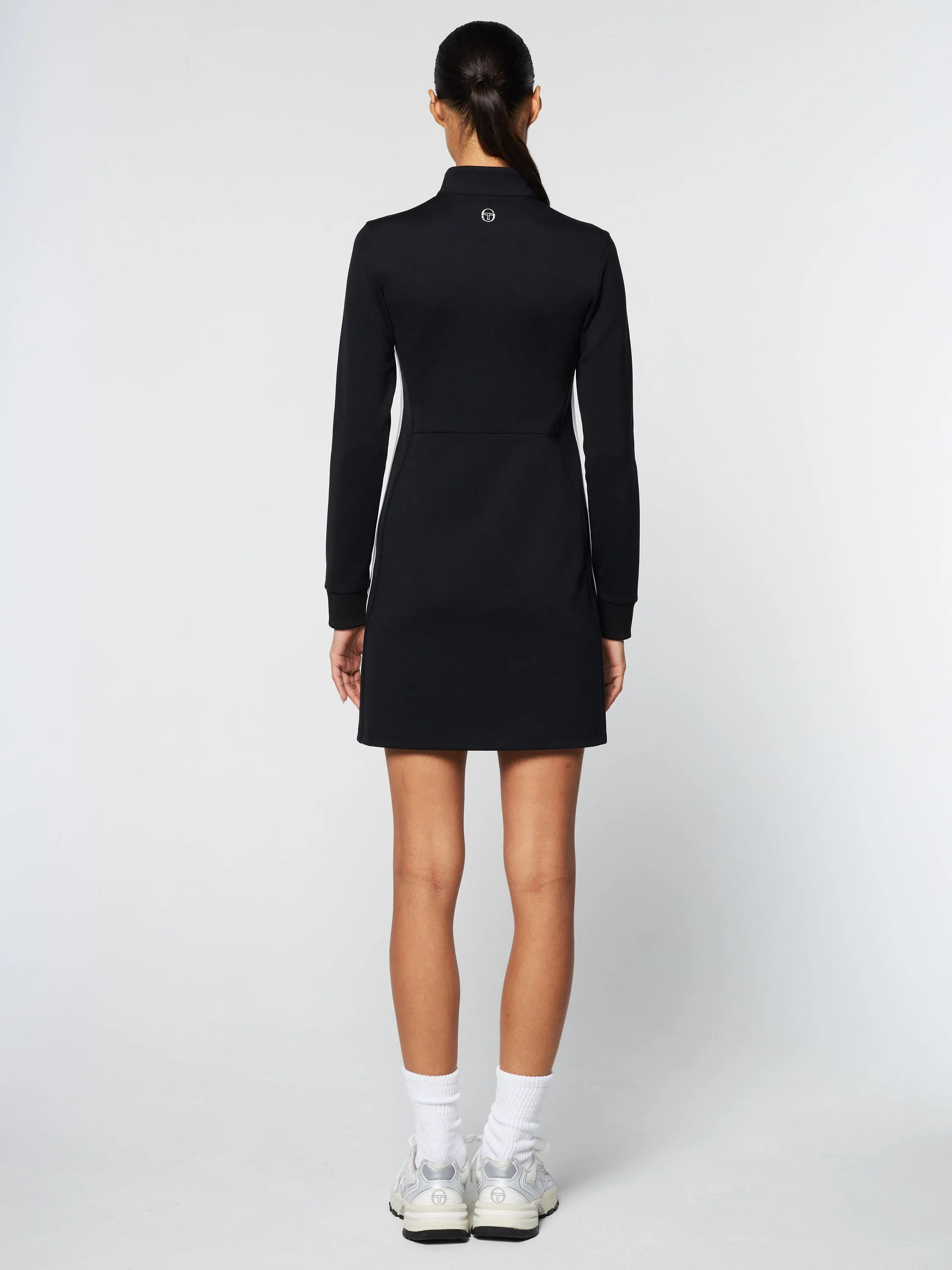 Damarindo Half-Zip Track Dress- Black